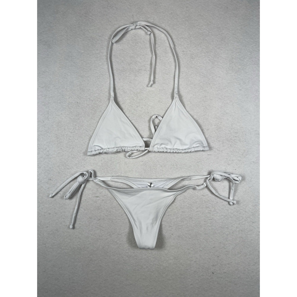 Mapale White Two Piece Thong String‎ Bikini Size M EUC